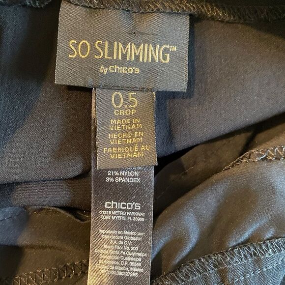 Chico’s So Slimming Sz 0.5/XS Black Ankle Beige Tassel Silver Beaded Hem Psnts - Picture 3 of 5